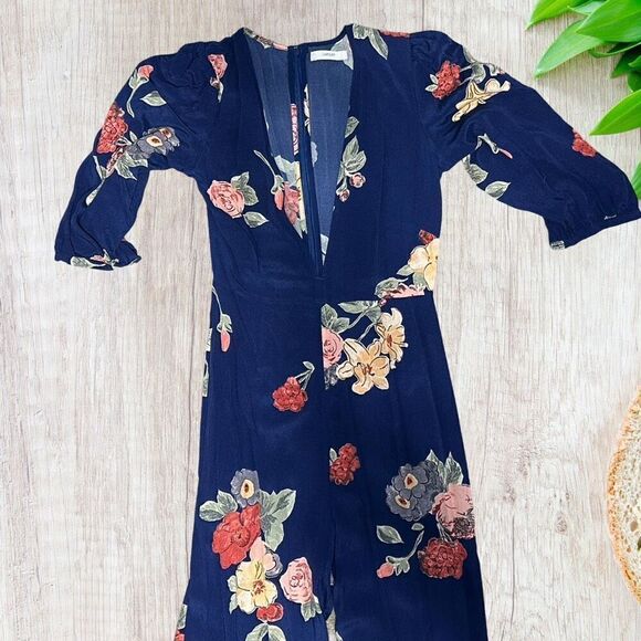 Capulet Womens Jumpsuit Size XS Blue Floral V-Neck Wide Leg‎ Boho Feminine - Picture 2 of 11